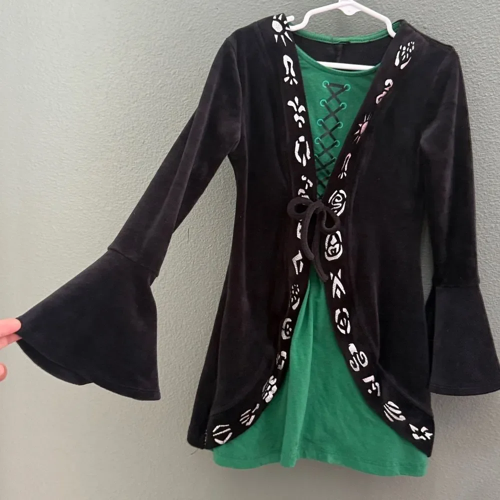 Disney Hocus Pocus Winifred Sanderson Halloween Costume Dress Witch Girls XS 4/5